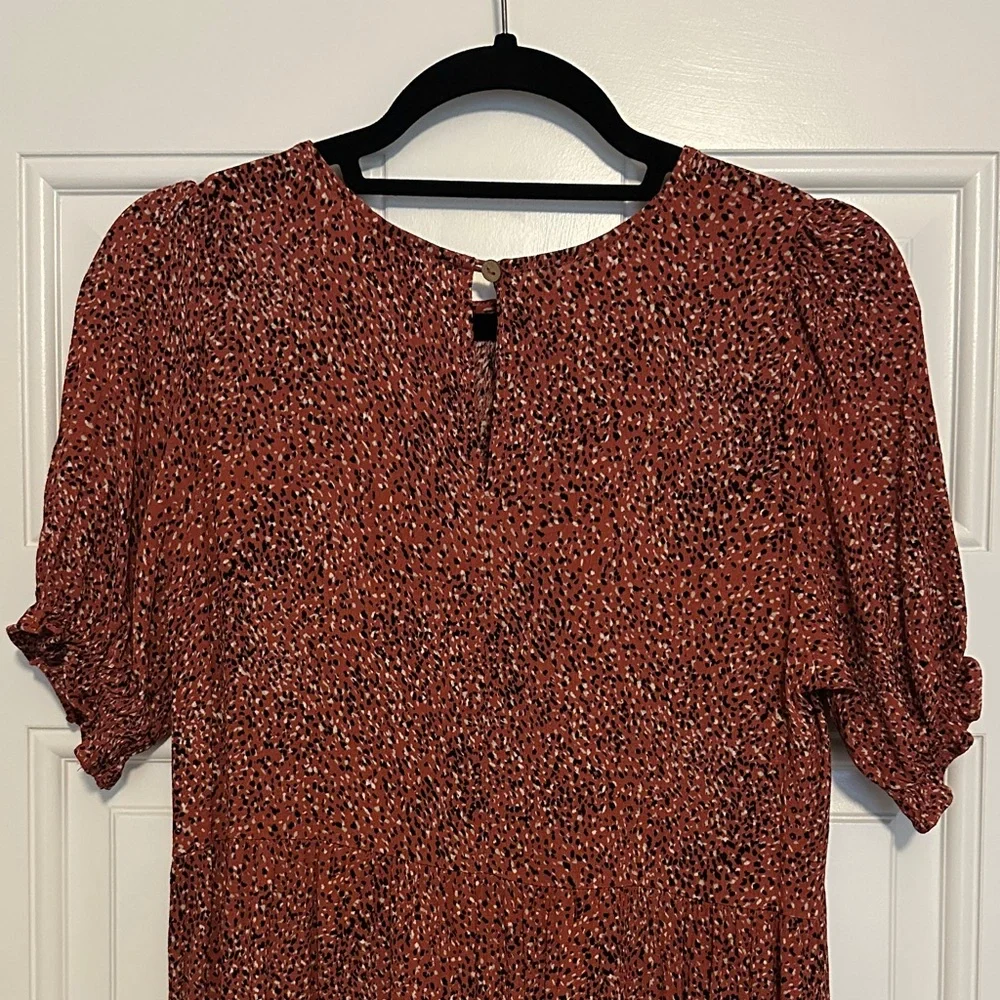Pinkblush Rust Printed Tiered Maternity Midi Dress - Picture 4 of 4